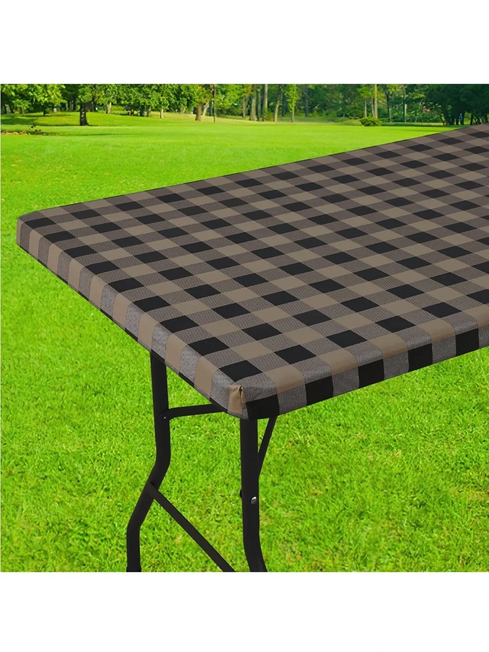 NWOT 6 Ft Waterproof Picnic Table Cloth Flannel Backed Fitted Vinyl tablecloth